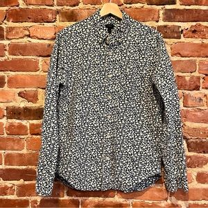 J. Crew Floral Twill Button Up Shirt Medium Slim Statement
